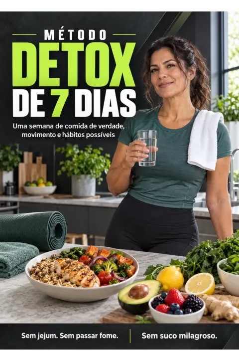 Demonstração animada das páginas do ebook Método Detox de 7 Dias
