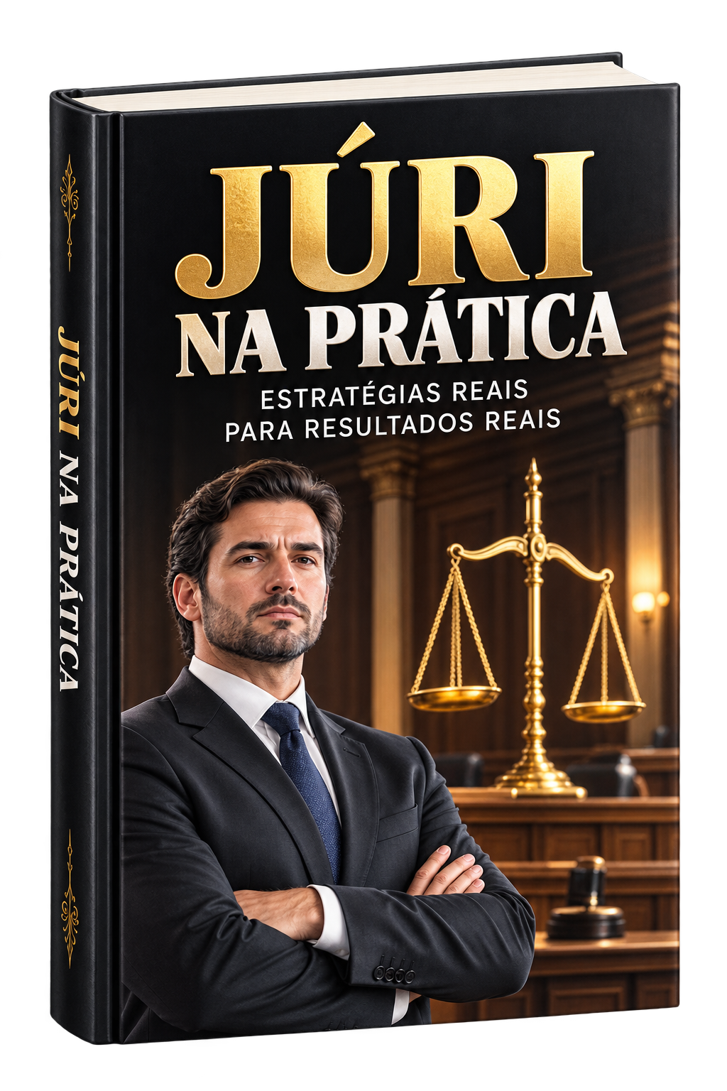 Mockup 3D do livro Júri na Prática, com capa e lombada